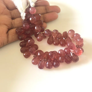 Natural Pink Strawberry Quartz Faceted Teardrop Briolette Beads 12mm To 14mm Strawberry Quartz Drop Beads Loose Sold As 8"/4", GDS1682