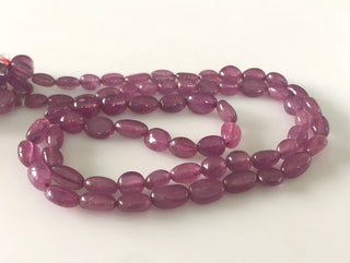 7mm To 10mm Glass Filled Ruby Smooth Oval Beads, Oval Shaped Glass Filled Ruby Beads Pink Ruby Beads, Sold As 9 Inch/18 Inch Strand, GDS1690