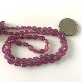 7mm To 10mm Glass Filled Ruby Smooth Oval Beads, Oval Shaped Glass Filled Ruby Beads Pink Ruby Beads, Sold As 9 Inch/18 Inch Strand, GDS1690