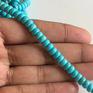 6mm Smooth Turquoise Rondelle Beads, Smooth Blue Howlite Turquoise Rondelles, 6 Inch Strand, GDS1739