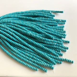 6mm Smooth Turquoise Rondelle Beads, Smooth Blue Howlite Turquoise Rondelles, 6 Inch Strand, GDS1739