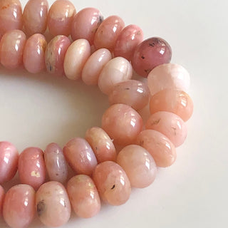 Pink Opal Smooth Rondelle Beads, 12mm/11mm/6-7mm Natural Peruvian Pink Opal Rondelle Beads, 16 Inch Strand, GDS1740