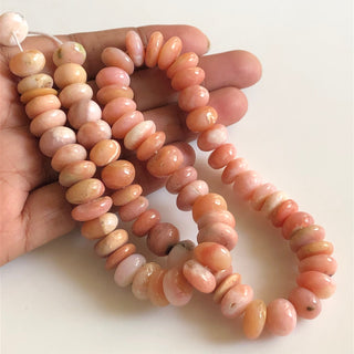 Pink Opal Smooth Rondelle Beads, 12mm/11mm/6-7mm Natural Peruvian Pink Opal Rondelle Beads, 16 Inch Strand, GDS1740