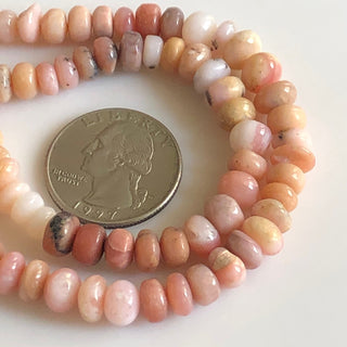 Pink Opal Smooth Rondelle Beads, 12mm/11mm/6-7mm Natural Peruvian Pink Opal Rondelle Beads, 16 Inch Strand, GDS1740