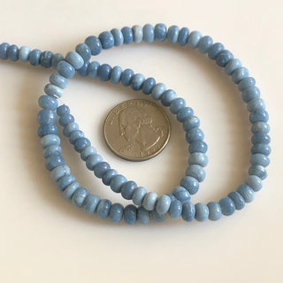 5mm To 7mm Blue Opal Rondelle Beads, Natural Blue Opal Smooth Rondelle Beads, 16 Inch Strand, GDS1341