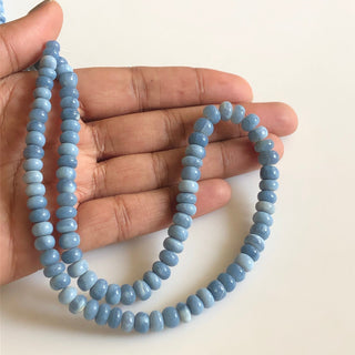 5mm To 7mm Blue Opal Rondelle Beads, Natural Blue Opal Smooth Rondelle Beads, 16 Inch Strand, GDS1341