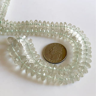 Natural Green Amethyst Faceted Button Beads 7-13mm/7-11mm Green Amethyst German Cut Faceted Coin Beads, Sold As 16"/8" GDS1744