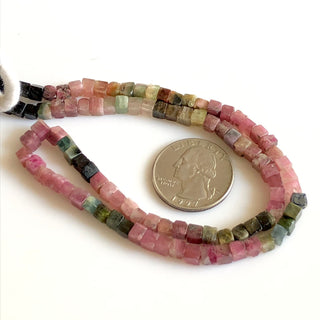 Natural Multi Tourmaline Smooth Box Beads, 3.5mm 4mm 5mm  Multi Tourmaline Pink Tourmaline Green Tourmaline Box Beads, 15 Inch, GDS1745