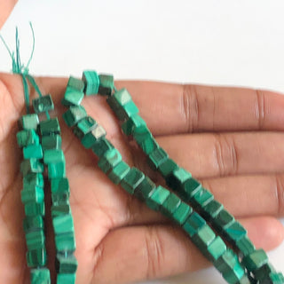 Natural Malachite Smooth Box Beads, 6mm 5mm Natural Malachite Loose Box Beads, 18 Inch Strand, GDS1748