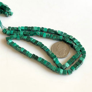 Natural Malachite Smooth Box Beads, 6mm 5mm Natural Malachite Loose Box Beads, 18 Inch Strand, GDS1748