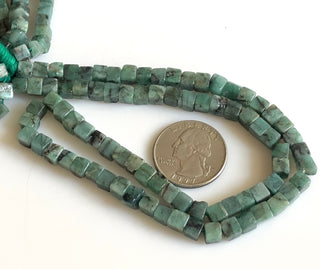 Natural Emerald Smooth Box Beads, 5mm Natural Emerald Loose Box Beads, 16 Inch Strand, GDS1749