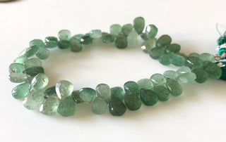 8mm To 10mm Natural Green Strawberry Quartz Faceted Pear Briolette Beads Strawberry Quartz Pear Beads Loose Jewelry Sold As 8"/4", GDS1697