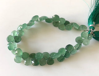 7mm To 8mm Natural Green Strawberry Quartz Faceted Heart Briolette Beads Strawberry Quartz Heart Beads Loose Jewelry Sold As 8"/4", GDS1698