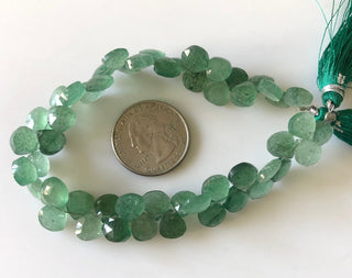 7mm To 8mm Natural Green Strawberry Quartz Faceted Heart Briolette Beads Strawberry Quartz Heart Beads Loose Jewelry Sold As 8"/4", GDS1698