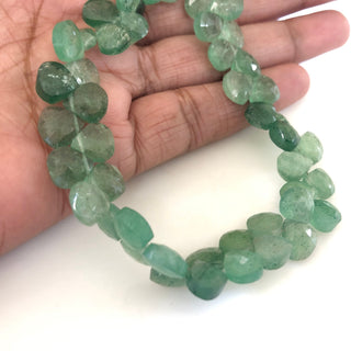 8.5mm Natural Green Strawberry Quartz Faceted Heart Briolette Beads Strawberry Quartz Heart Beads Loose Jewelry Sold As 8"/4", GDS1699