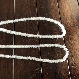 Natural Rainbow Moonstone Rondelle Beads, 4mm To 4.5mm Natural Rainbow Moonstone Smooth Beads, 12 Inch Strand, GDS1750