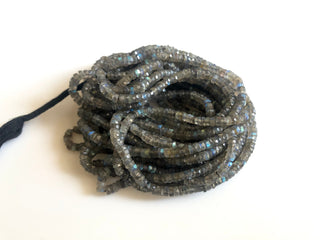 Natural Labradorite Faceted Coin Tyre Beads 5.5mm/6.5mm Labradorite Round Heishi Beads, 16 Inch Strand, GDS1752