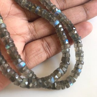 Natural Labradorite Faceted Coin Tyre Beads 5.5mm/6.5mm Labradorite Round Heishi Beads, 16 Inch Strand, GDS1752