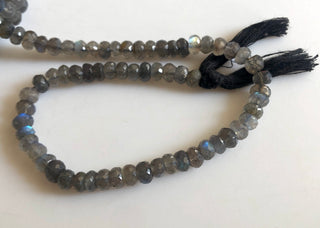 6mm Natural Labradorite Faceted Rondelle Beads, Labradorite Beads, 10 Inch Labradorite Bead Strand, GDS1753