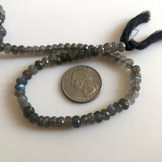 6mm Natural Labradorite Faceted Rondelle Beads, Labradorite Beads, 10 Inch Labradorite Bead Strand, GDS1753