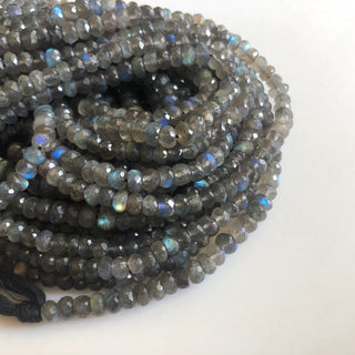 6mm Natural Labradorite Faceted Rondelle Beads, Labradorite Beads, 10 Inch Labradorite Bead Strand, GDS1753