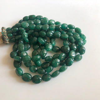 Multi Strand Dyed Beryl Color Emerald Necklace, Natural Beryl Emerald Oval Beads, 3 Strand Emerald Necklace, 10mm To 15mm Beads, GDS1755