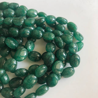 Multi Strand Dyed Beryl Color Emerald Necklace, Natural Beryl Emerald Oval Beads, 3 Strand Emerald Necklace, 10mm To 15mm Beads, GDS1755