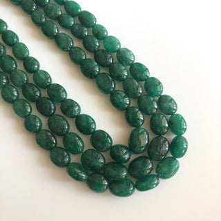 Multi Strand Dyed Beryl Color Emerald Necklace, Natural Beryl Emerald Oval Beads, 3 Strand Emerald Necklace, 10mm To 15mm Beads, GDS1755