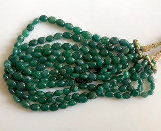 Multi Strand Dyed Beryl Color Emerald Necklace, Natural Beryl Emerald Oval Beads, 3 Strand Emerald Necklace, 7mm To 10mm Beads, GDS1754