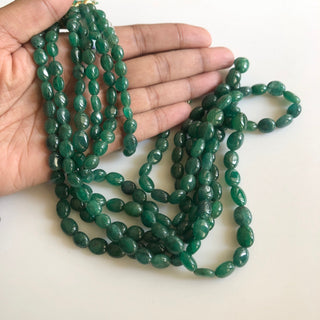 Multi Strand Dyed Beryl Color Emerald Necklace, Natural Beryl Emerald Oval Beads, 3 Strand Emerald Necklace, 7mm To 10mm Beads, GDS1754