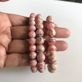 1 Piece 7mm/8mm/9mm Natural Rhodochrosite Bracelet, Rhodochrosite Chakra/Yoga Jewelry Bracelet Round Bead Gemstone Bracelet, GDS1757