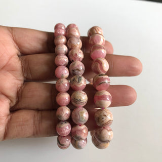 1 Piece 7mm/8mm/9mm Natural Rhodochrosite Bracelet, Rhodochrosite Chakra/Yoga Jewelry Bracelet Round Bead Gemstone Bracelet, GDS1757