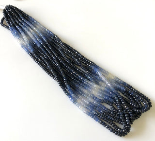 3.5mm To 4mm Shaded Natural Blue Sapphire Faceted Rondelle Beads Sapphire Jewelry Sapphire Necklace Sold As 16 Inch & 8 Inch Strand GDS1702