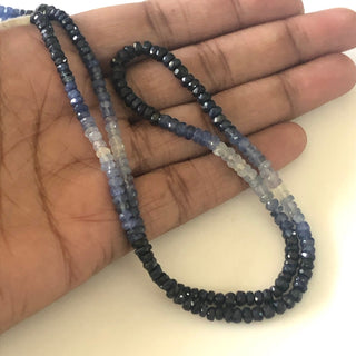 3.5mm To 4mm Shaded Natural Blue Sapphire Faceted Rondelle Beads Sapphire Jewelry Sapphire Necklace Sold As 16 Inch & 8 Inch Strand GDS1702