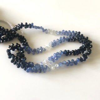 5mm To 6mm Shaded Natural Blue Sapphire Faceted Teardrop Briolette Beads Sapphire Jewelry Sapphire Drops Sold As 16"/8.5" Strand GDS1703