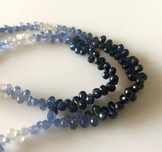 tiny 4.5mm Shaded Natural Blue Sapphire Faceted Teardrop Briolette Beads Sapphire Jewelry Sapphire Drops Sold As 16"/8.5" Strand GDS1704