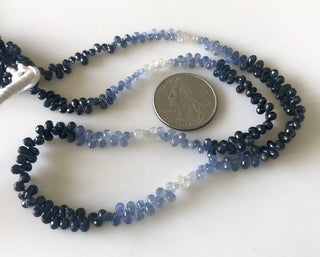 tiny 4.5mm Shaded Natural Blue Sapphire Faceted Teardrop Briolette Beads Sapphire Jewelry Sapphire Drops Sold As 16"/8.5" Strand GDS1704