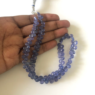 5mm To 7mm Natural Tanzanite Smooth Heart Briolette Beads, Tanzanite Heart Beads, Tanzanite Jewelry, Tanzanite Stone, 15"/7.5" GDS1706