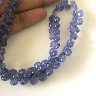 5mm To 7mm Natural Tanzanite Smooth Heart Briolette Beads, Tanzanite Heart Beads, Tanzanite Jewelry, Tanzanite Stone, 15"/7.5" GDS1706