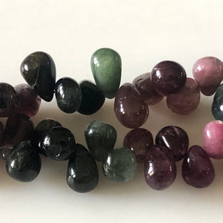 6mm To 8mm Multi Tourmaline Teardrop Briolette Beads Green Tourmaline Pink Tourmaline Drop Beads, 10 Inch/5 Inch GDS1708