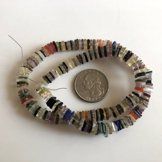 Natural Multi Gemstone Heishi Beads, Huge 7mm To 13mm Natural Multi Gemstone Heishi Spacer Beads Sold As 16 Inch/ 8 Inch, GDS1768