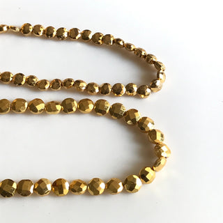 Gold Pyrite Faceted Coin Beads, 6mm/7.5mm Wholesale Pyrite Coin Beads, Coated Gold Pyrite Beads, 9 Inch/13 Inch Strand, GDS1773