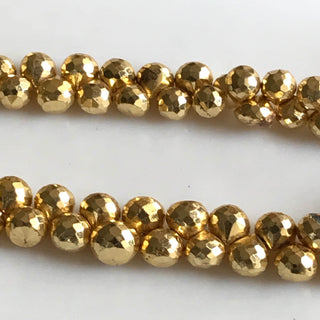 Gold Pyrite Faceted Onion Briolette Beads, 7mm/8mm Wholesale Pyrite Onion Beads, Coated Gold Pyrite Beads, 8 Inch/4 Inch Strand, GDS1774