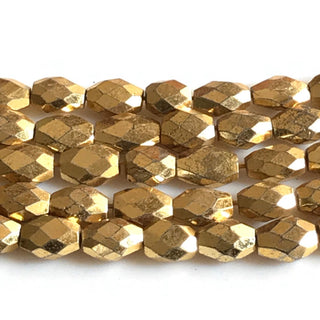 Gold Pyrite Faceted Oval Beads, 9mm To 10mm Wholesale Pyrite Oval Tumble Beads, Coated Gold Pyrite Beads, 13 Inch/7 Inch Strand, GDS1776