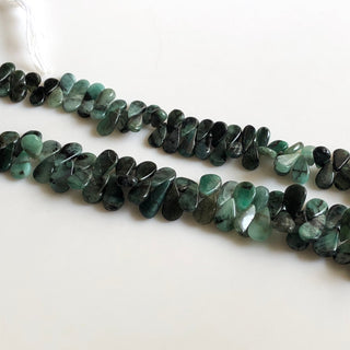 Natural Emerald Smooth Pear Briolette Beads Green Emerald Pear Beads 11mm To 17mm Emerald Beads Sold As 9 Inch & 4.5 Inch, GDS1710