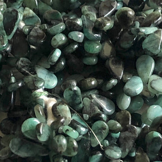 Natural Emerald Smooth Pear Briolette Beads Green Emerald Pear Beads 10mm To 14mm Emerald Beads Sold As 9 Inches, GDS1711