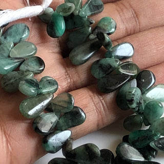 Natural Emerald Smooth Pear Briolette Beads Green Emerald Pear Beads 10mm To 14mm Emerald Beads Sold As 9 Inches, GDS1711