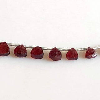 Natural Garnet Raw Rough Heart Briolette Beads January Birthstone Garnet Heart Beads 5mm To 9mm Garnet Heart Beads Sold As 9"/4.5", GDS1712