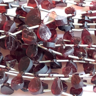 Natural Garnet Raw Rough Pear Briolette Beads January Birthstone Garnet Pear Beads 7mm To 11mm Garnet Pear Beads Sold As 8"/4", GDS1713