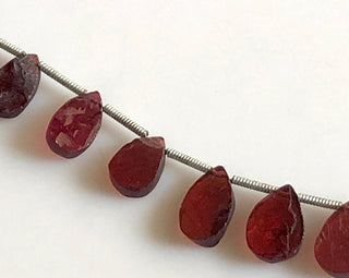 Natural Garnet Raw Rough Pear Briolette Beads January Birthstone Garnet Pear Beads 7mm To 11mm Garnet Pear Beads Sold As 8"/4", GDS1713